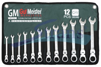 みやっち НАБІР КЛЮЧІВ РОЖКОВО-НАКИДНИХ З ТРЕЩІТКОЮ GUT MEISTER 12 ШТ 8-19MM